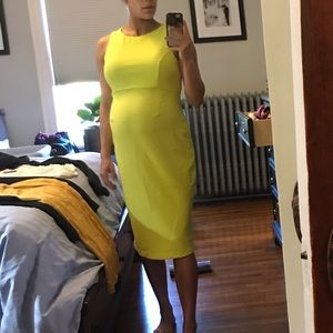 ASOS lime green yellow midi cutout maternity dress